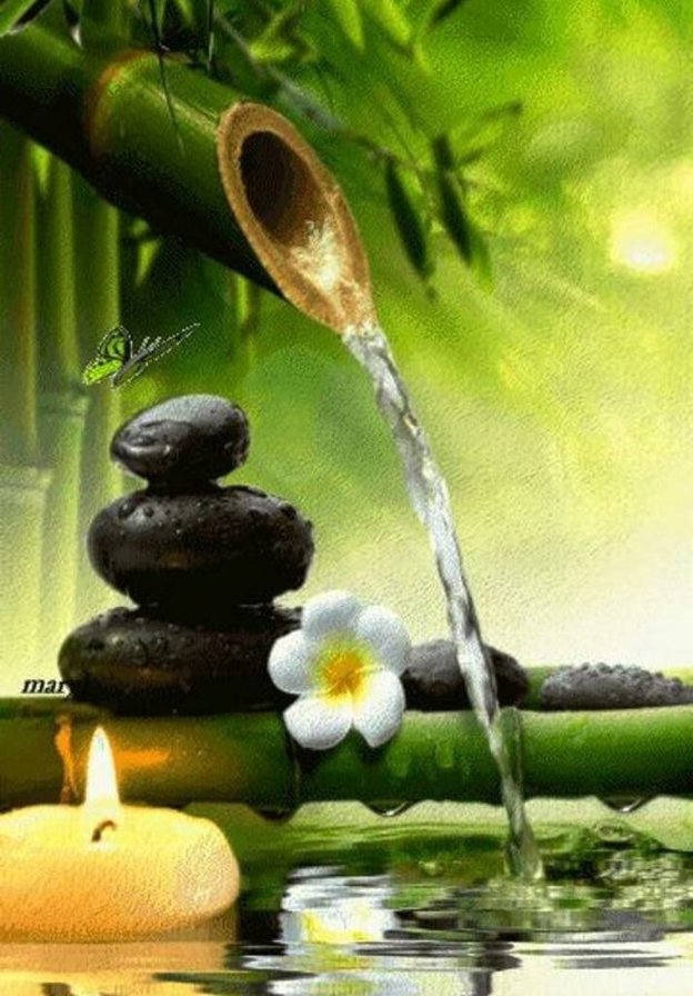 энергия воды - бамбук. камни. цветы - оригинал