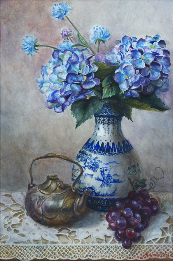 №1686356 - цветы, виноград, натюрморт - оригинал