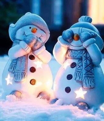 Снеговички - не вижу и не говорю, зима, снеговики, новый год, рождество - оригинал