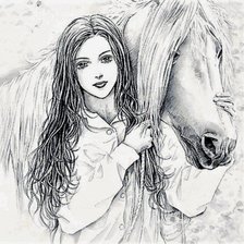 Оригинал схемы вышивки «Mujer con caballo» (№1689103)
