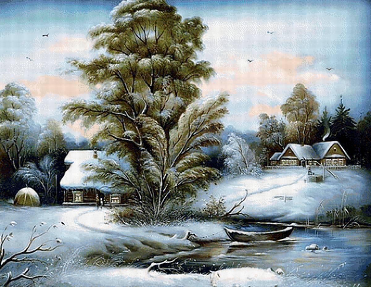 зима - лес, зима, деревня - предпросмотр