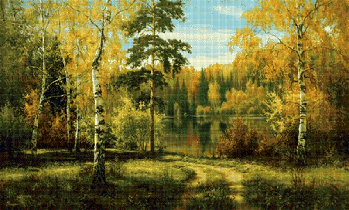 русский пейзаж - русский пейзаж, пейзаж, вода, лес, березы, дорога - предпросмотр