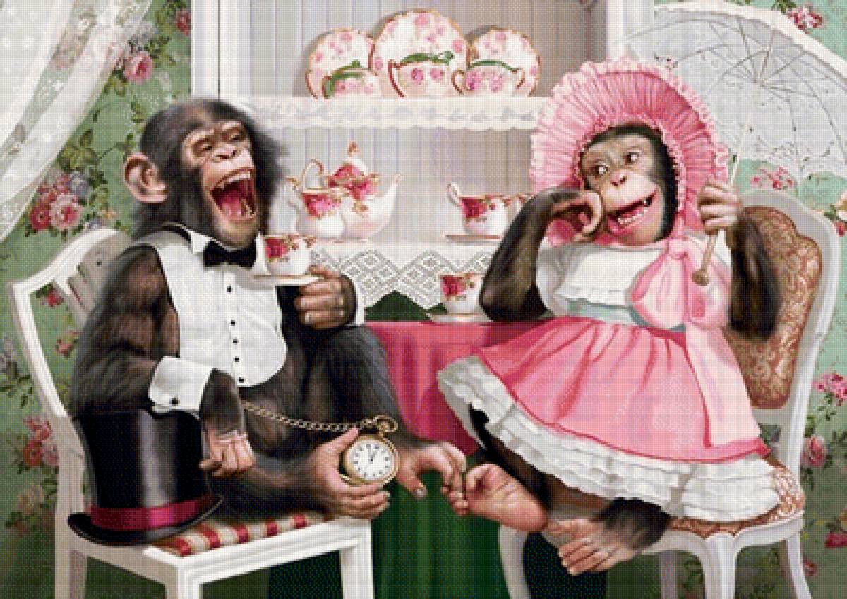 Чаепитие - обезьяны - предпросмотр