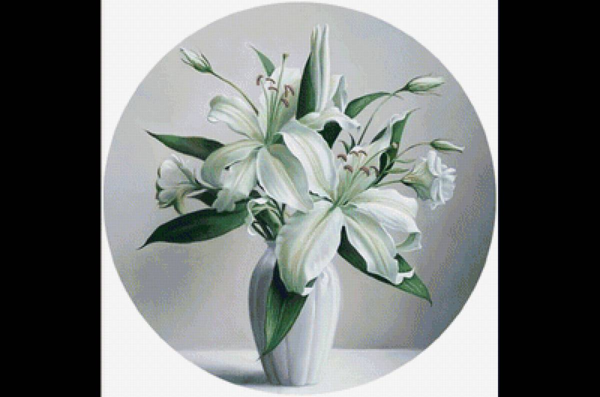 Белые лилии - цветы в вазе, цветы, лилии, белые цветы - предпросмотр