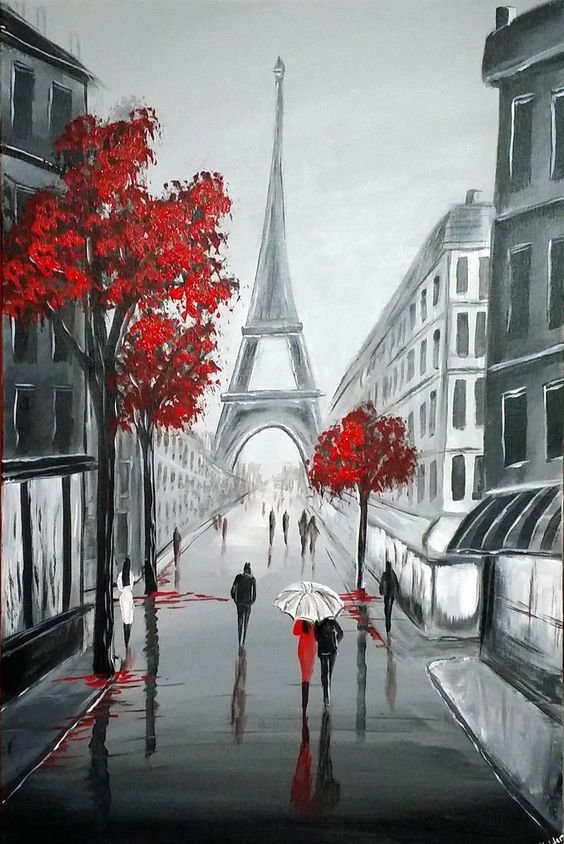 Париж под зонтом - париж дождь девушка любовь зонт - оригинал