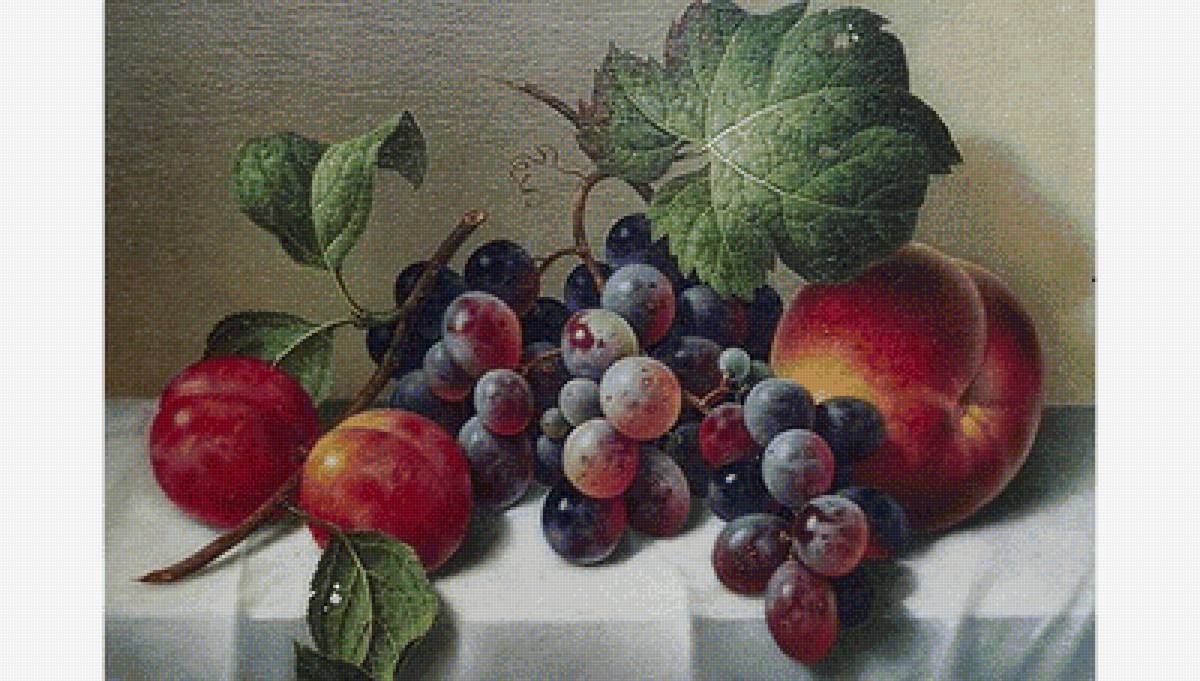 Натюрморт - персики, виноград - предпросмотр