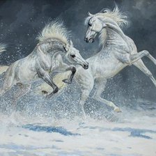 Оригинал схемы вышивки «белые кони» (№1703405)