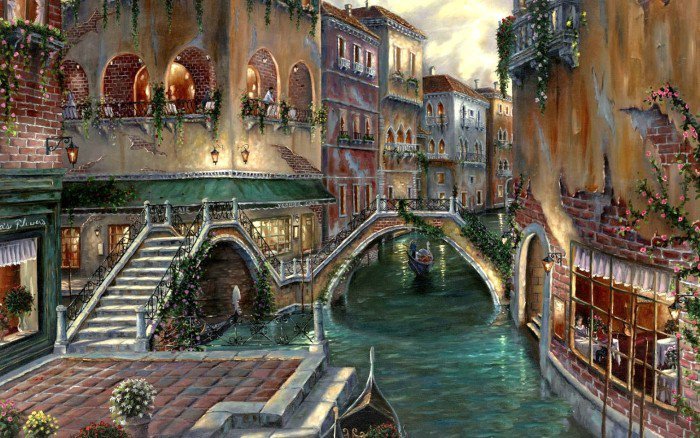 дворец в Венеции - канал, город, венеция - оригинал