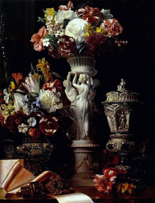 букет и статуэтка - цветы, кубок, девушка - оригинал