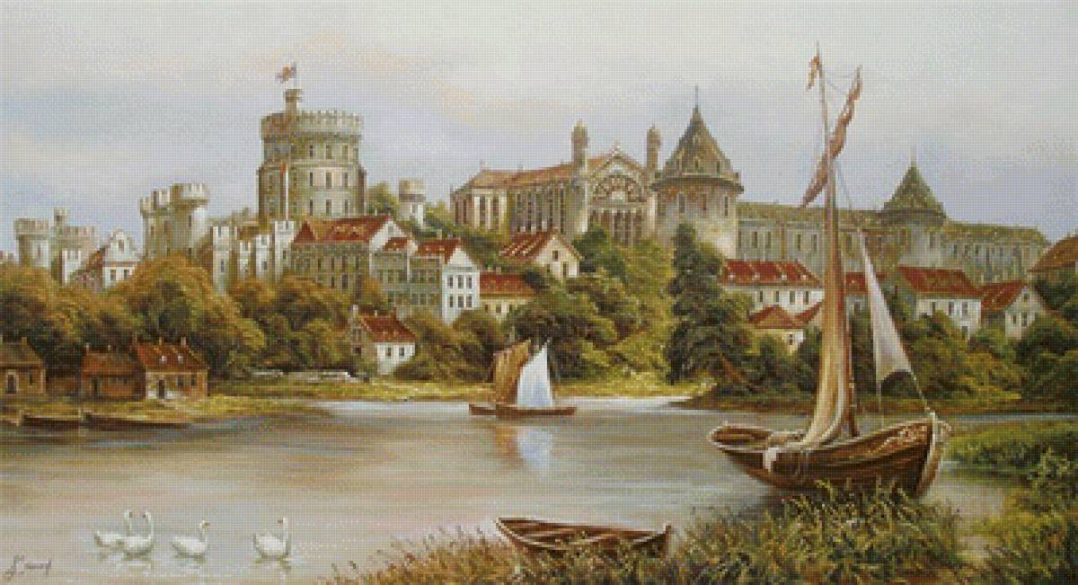 Виндзорский замок - замок, природа, река - предпросмотр