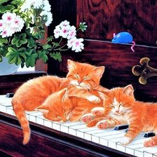 Схема вышивки «котики и пианино»