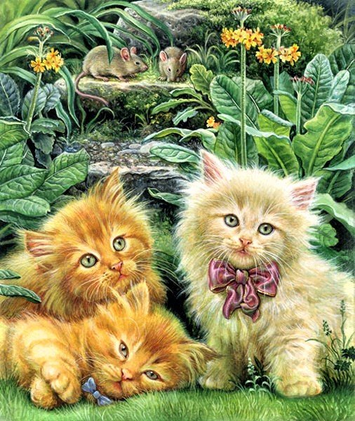 котятки - котята, животные, живопись - оригинал