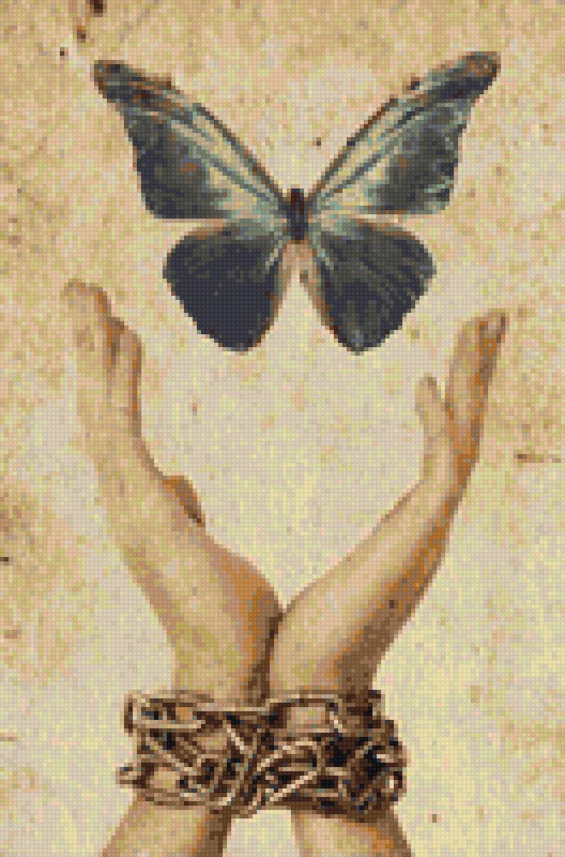 Бабочки из рук - бабочки, руки, цепи - предпросмотр