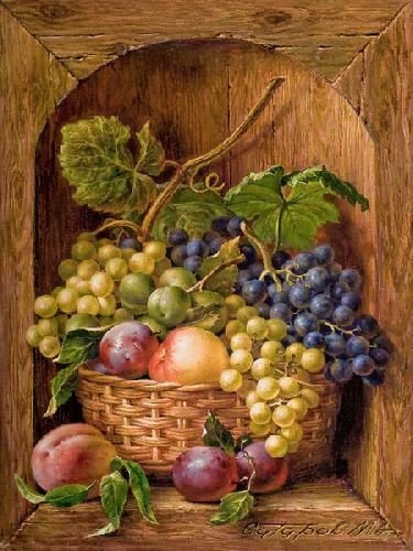 натюрморт - персики виноград сливы - оригинал