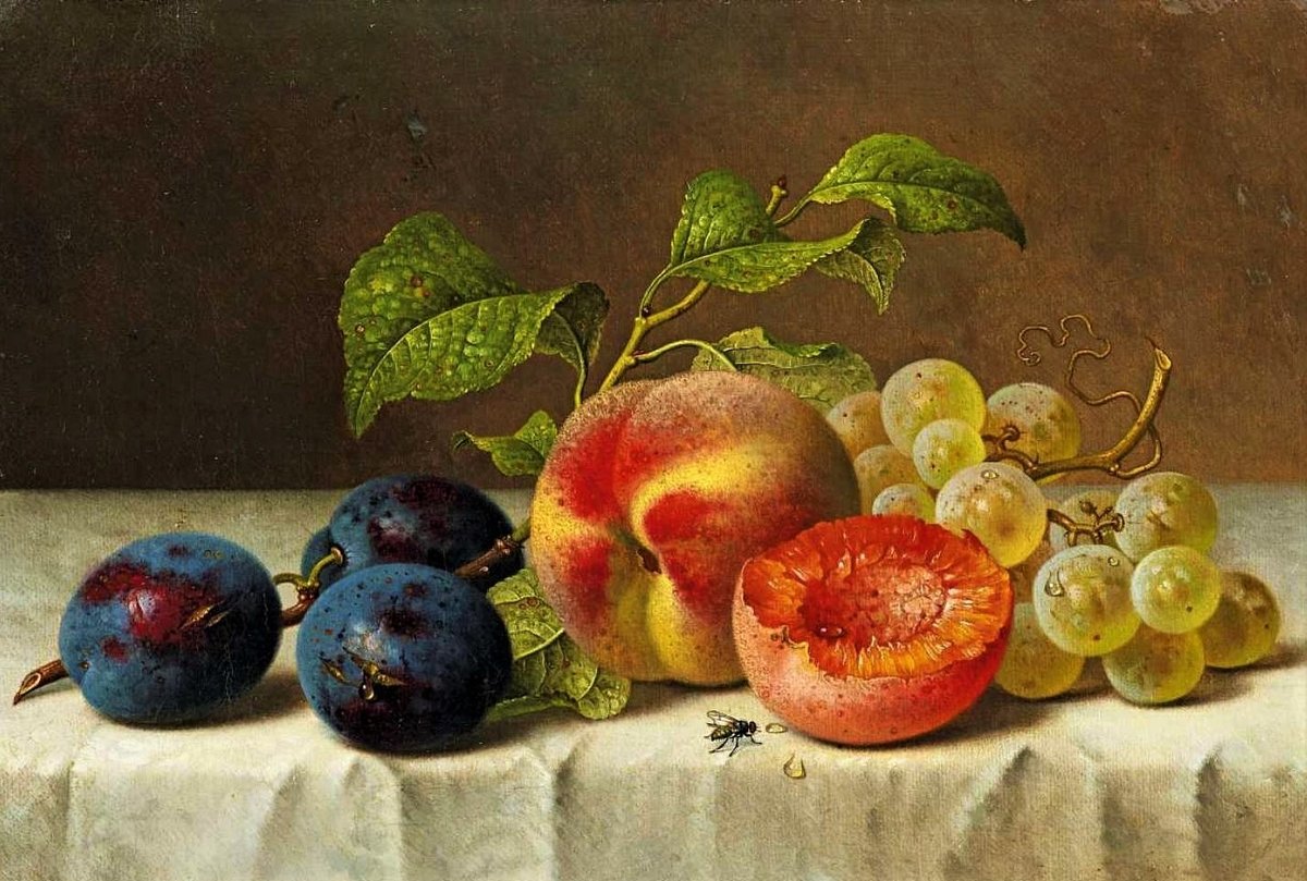 натюрморт - виноград, персики сливы (эмили прейер) - оригинал