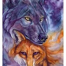 Схема вышивки «волк и лиса»