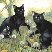 Оригинал схемы вышивки «черные коты» (№1717862)