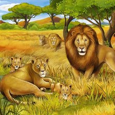 Оригинал схемы вышивки «Семейство львов» (№1718408)