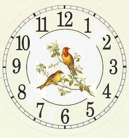 Часы с птичками - птички, циферблат, часы - оригинал