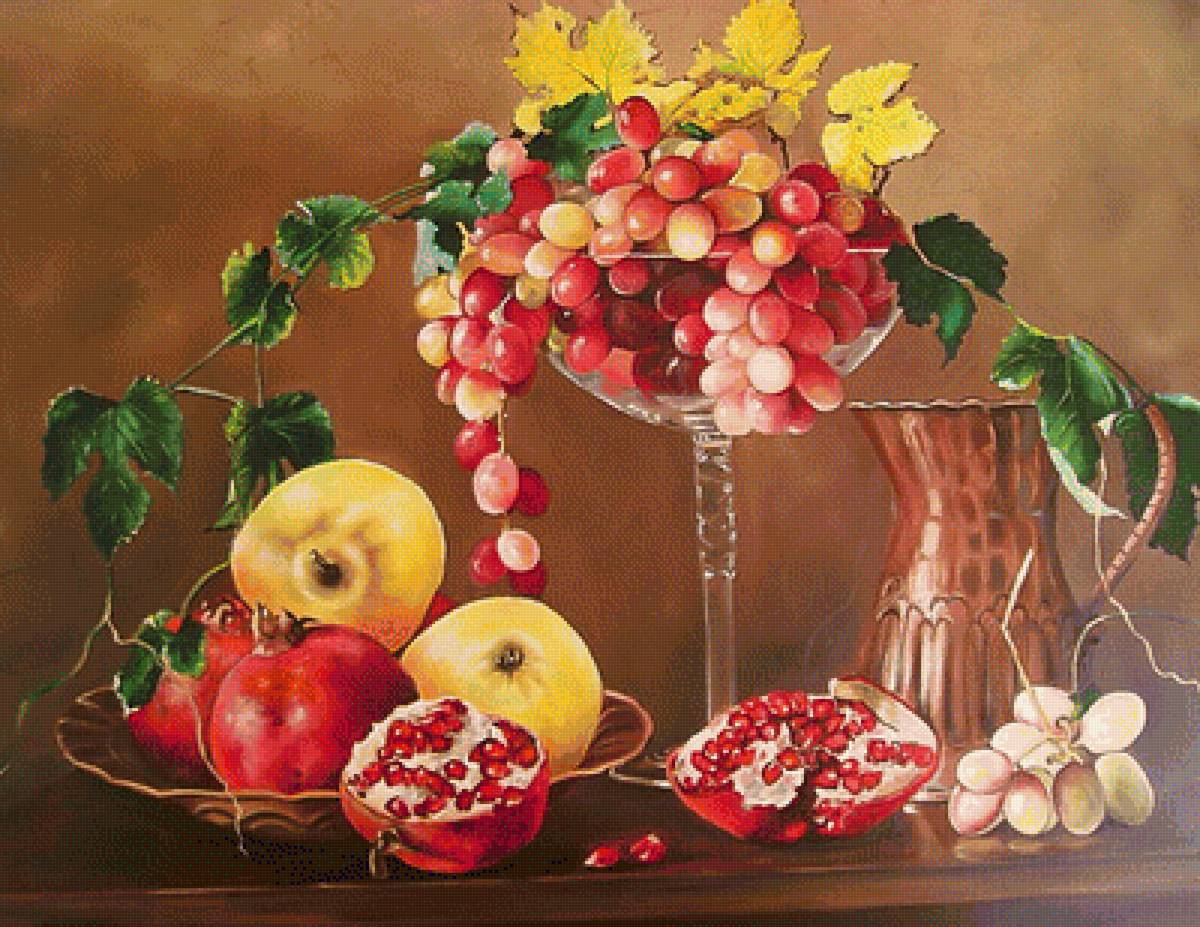 Натюрморт. - натюрморт, фрукты, живопись., ваза - предпросмотр