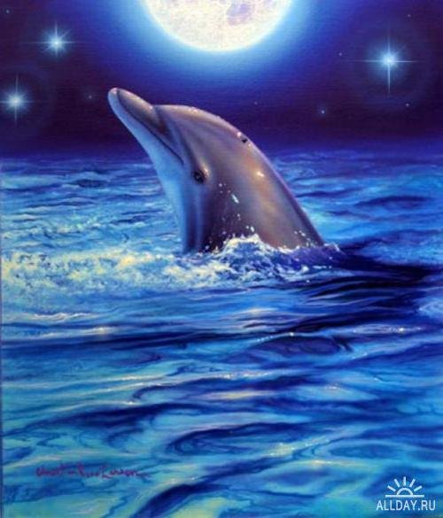 Дельфин и луна - дельфин - оригинал