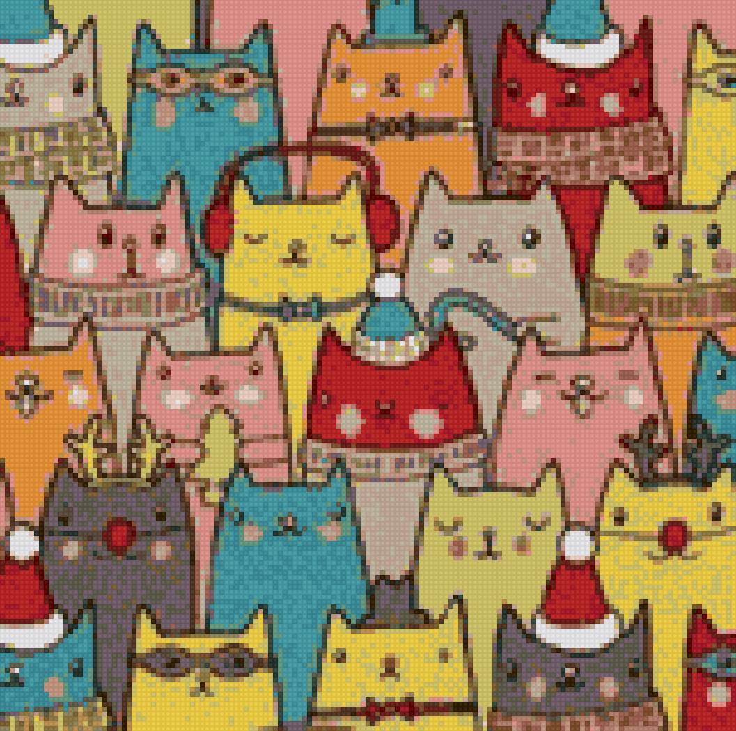 Коты рождественские - кот, коты, фон, рождество - предпросмотр