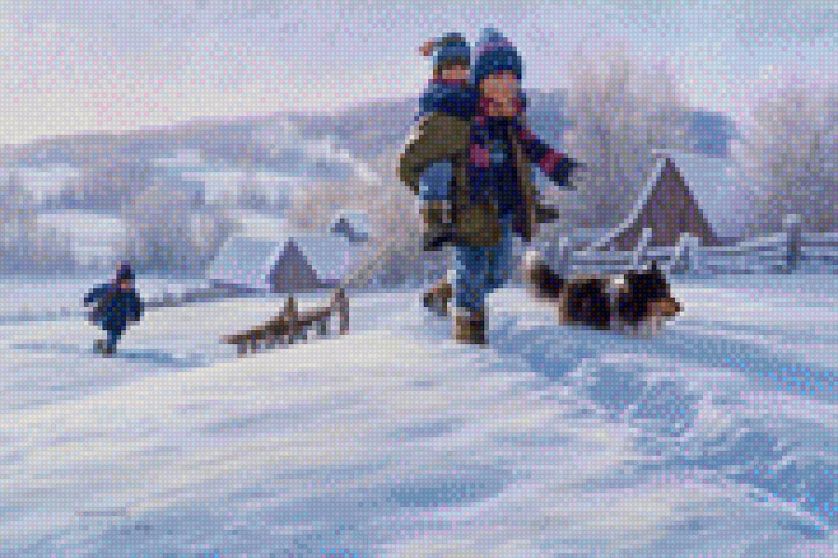 15 - зима, дети и животные, дети, зимний день, снег - предпросмотр