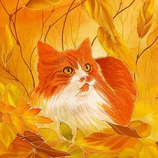 Оригинал схемы вышивки «Осенний кот.» (№1730525)