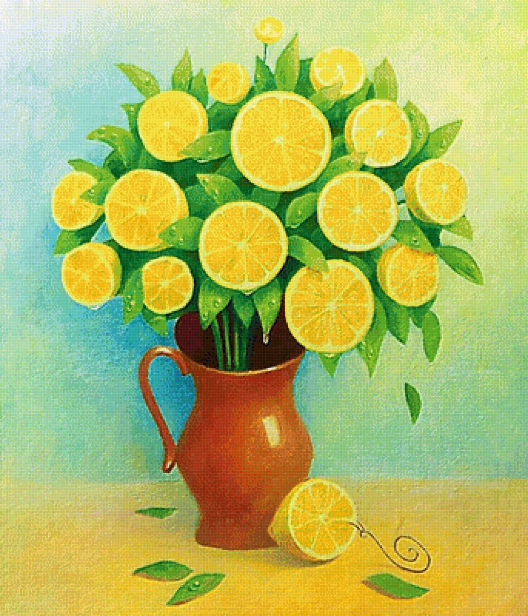 Натюрморт с лимоном - лимон, натюрморт, живопись. - предпросмотр