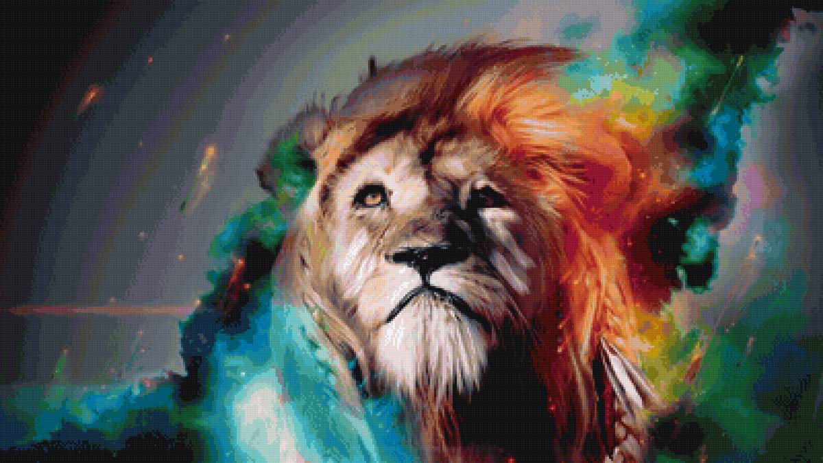 Лев яркий - лев, яркий, космос, животные - предпросмотр
