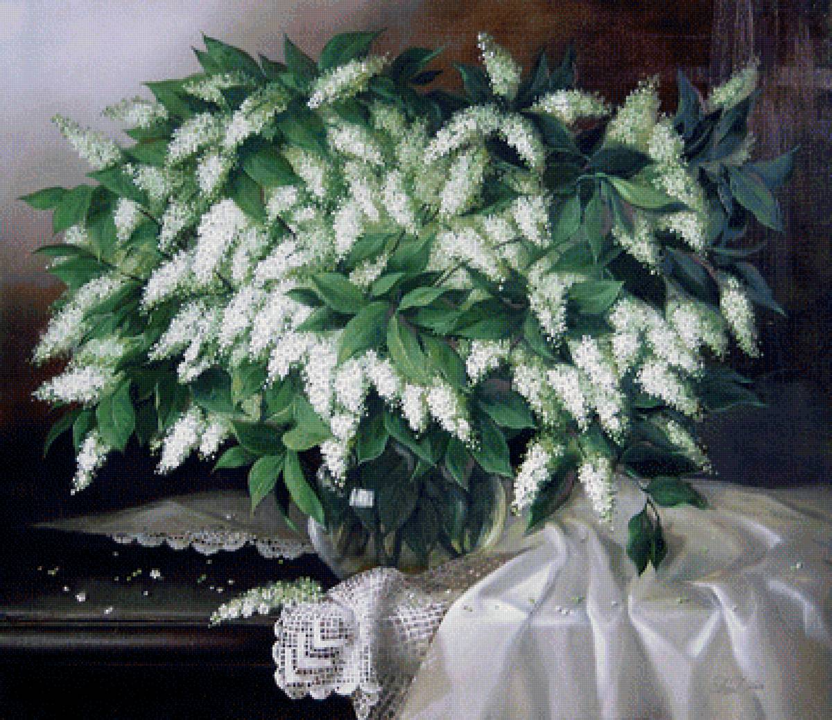 Букет - черемуха, букет в вазе, белые цветы - предпросмотр