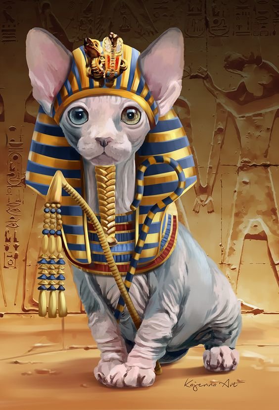 Мир животных - фараон, кот, египет, арт - оригинал