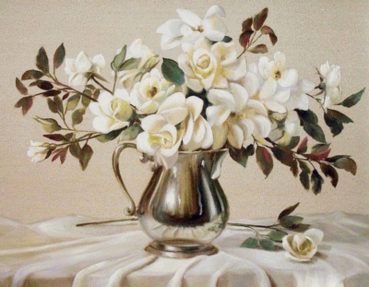 Букет - белые цветы, цветы, цветы в кувшине - предпросмотр