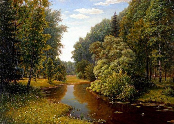 Александр Игнатьев - природа, картина, осень, лес, река - оригинал