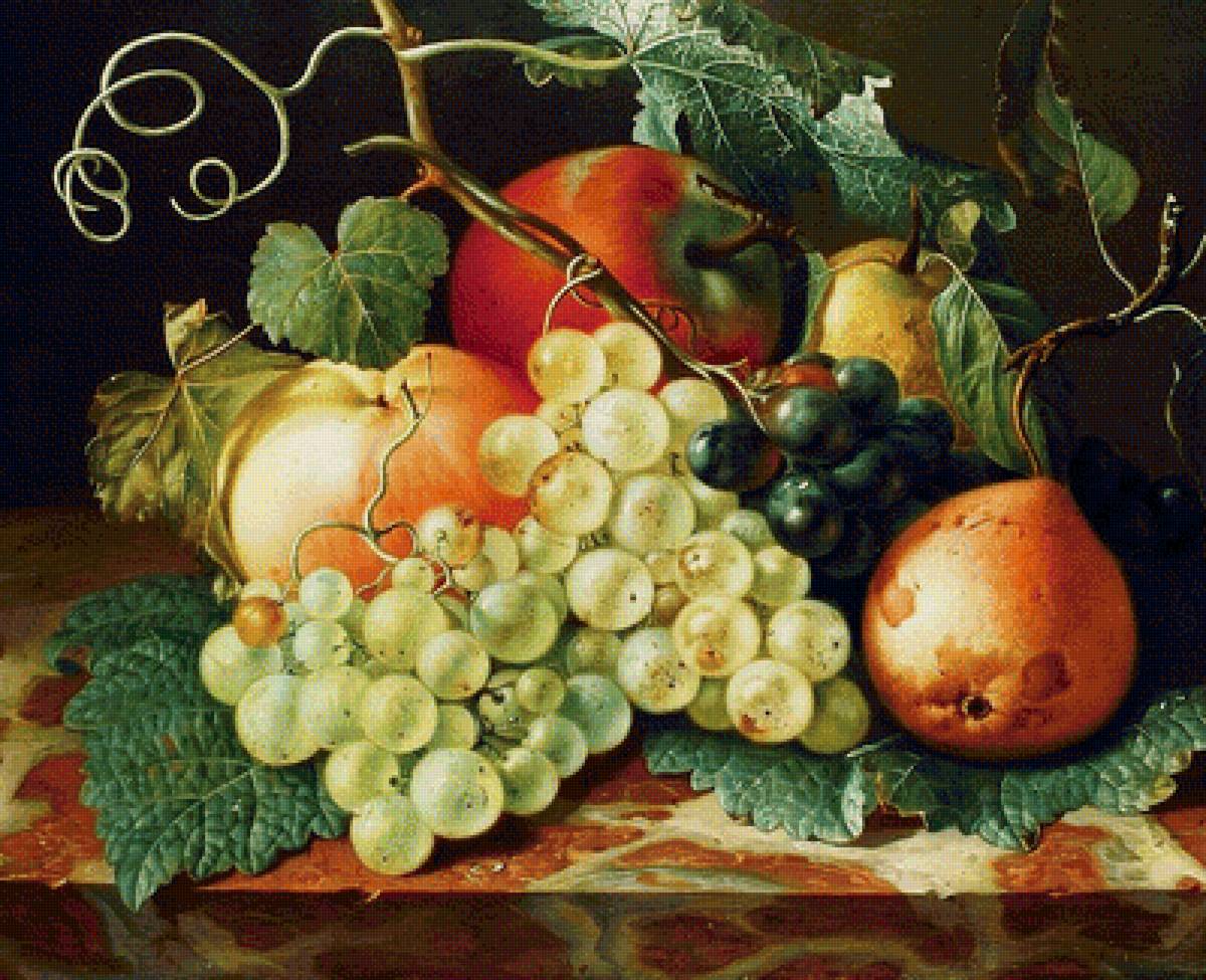 Натюрморт - яблоки, виноград, груши - предпросмотр