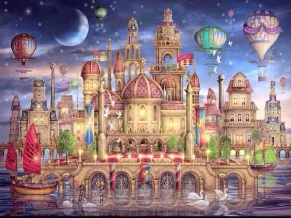 Воздушный замок - замок, сказка, шары - оригинал