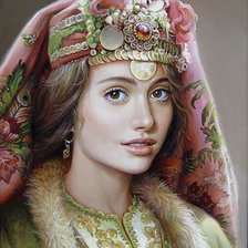 Оригинал схемы вышивки «женский портрет» (№1743775)
