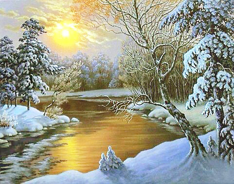 Серия "Пейзаж" - зима, лес, природа, речка, пейзаж - оригинал