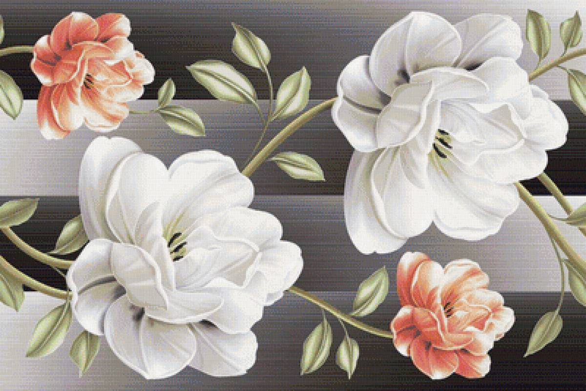 Цветы - панно, белые цветы - предпросмотр