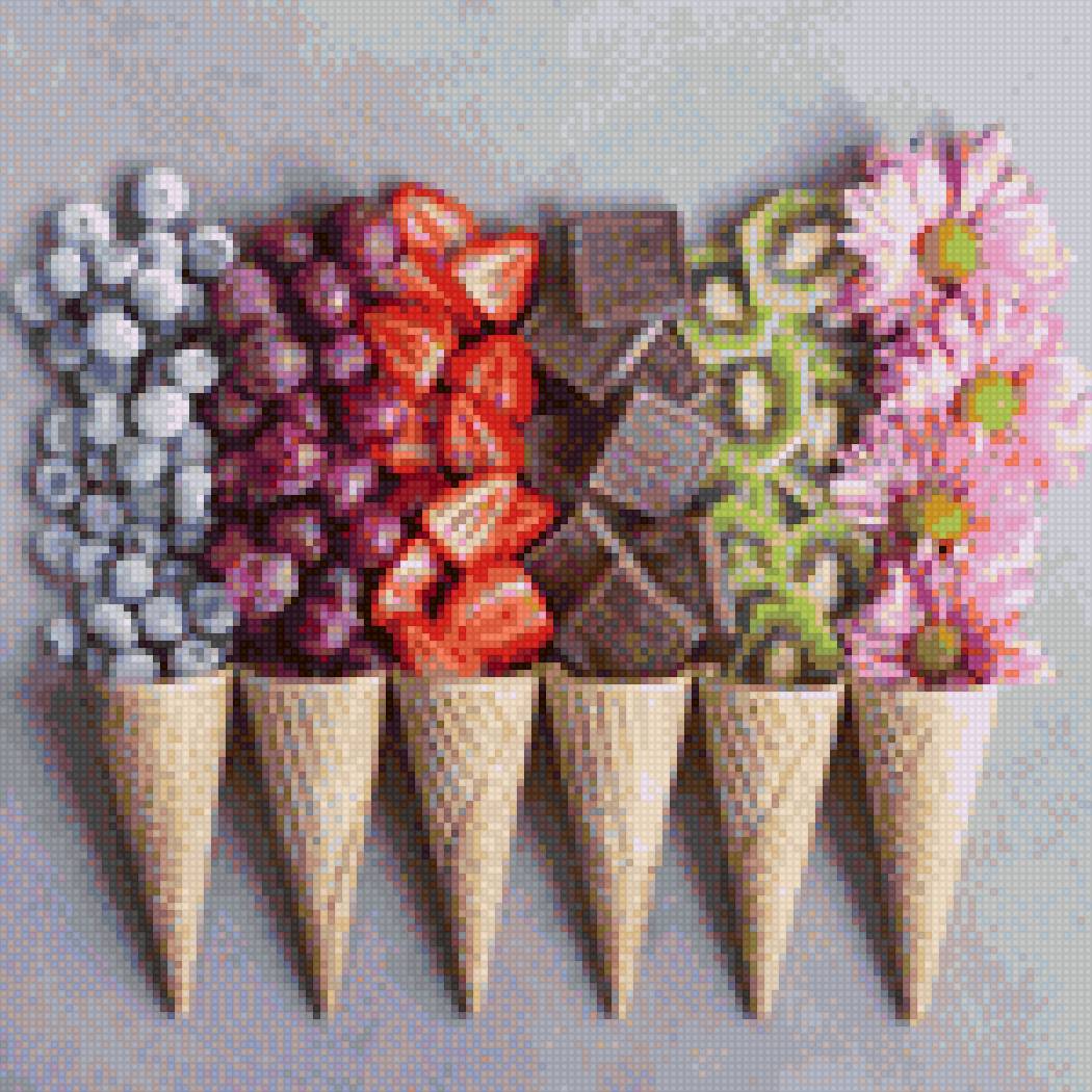 Мороженое - мороженое, фрукты - предпросмотр