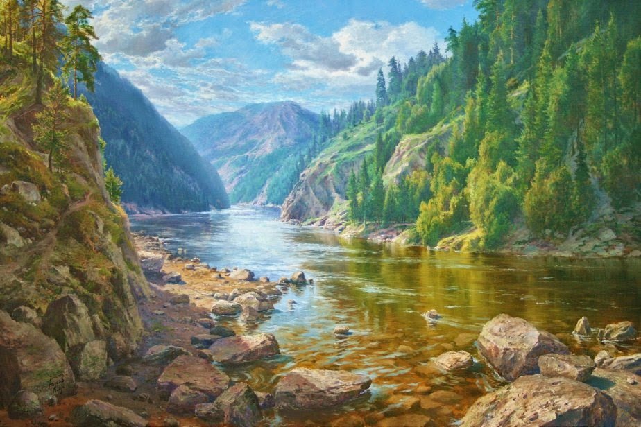 горная река - пейзаж, река, горы - оригинал