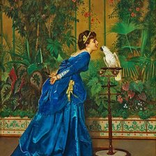 Оригинал схемы вышивки «дама с попугаем» (№1754530)