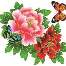 Схема вышивки «Пионы и бабочки»