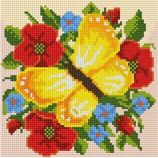 Оригинал схемы вышивки «бабочка и цветы-2» (№1755409)