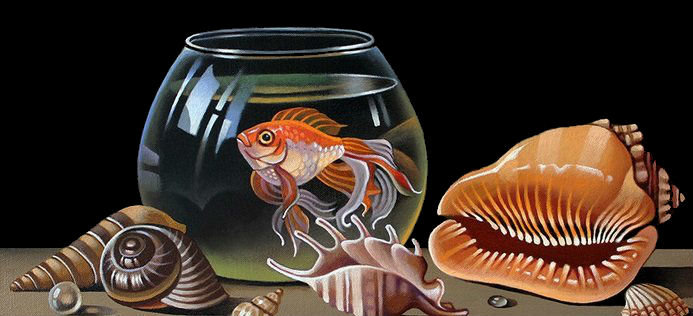 Золотая рыбка - морское, ракушки, аквариум - оригинал