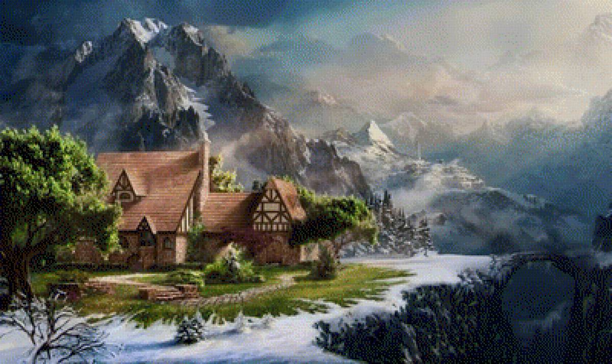 Волшебный домик - горы, домик - предпросмотр