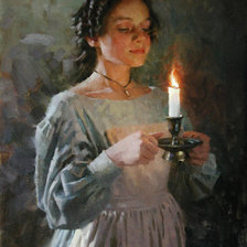 Оригинал схемы вышивки «служанка со свечой» (№1764841)