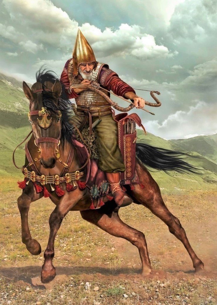 Воин - мужчина, воин, конь, всадник, лучник - оригинал