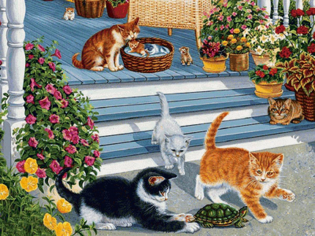 кошка с котятами - кошка, котята - предпросмотр