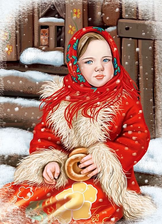 Девочка с бубликами - бублики, зима, девочка - оригинал